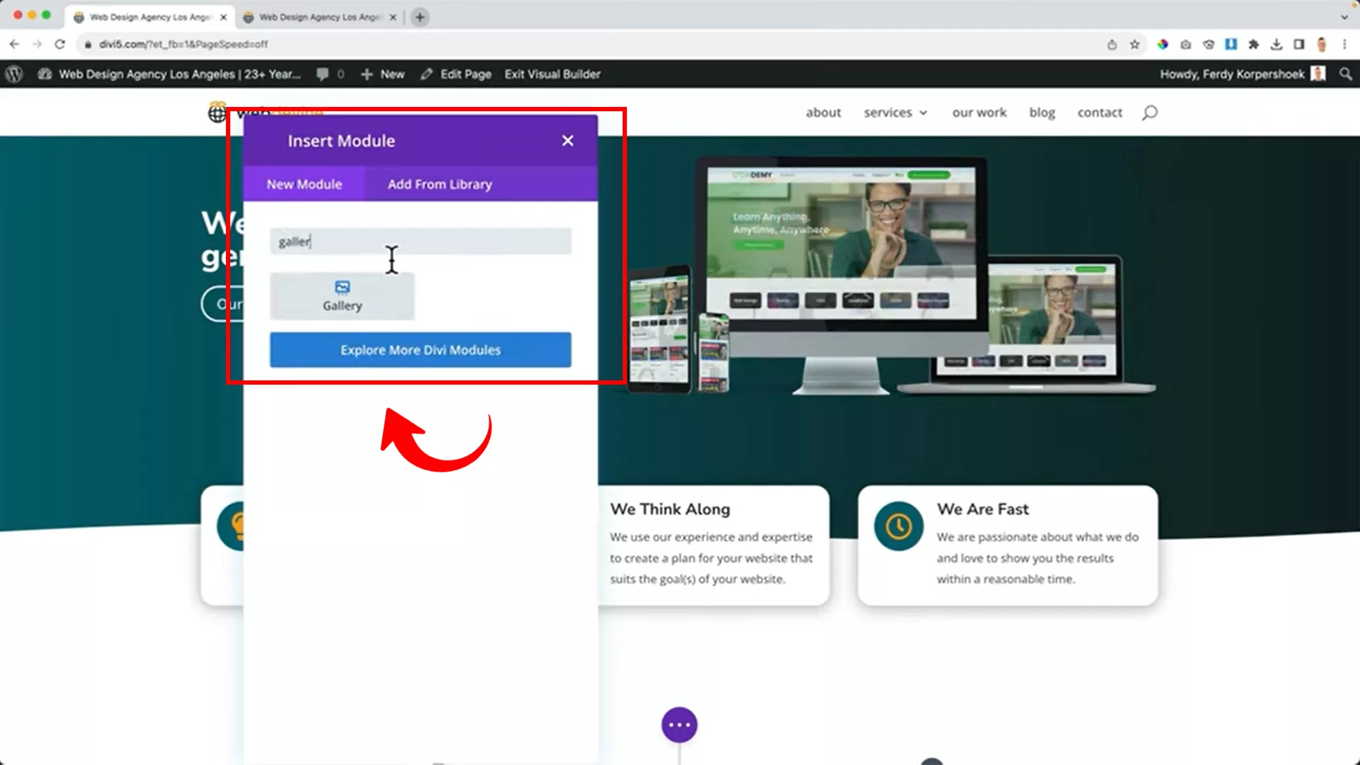 Add gallery module on Divi